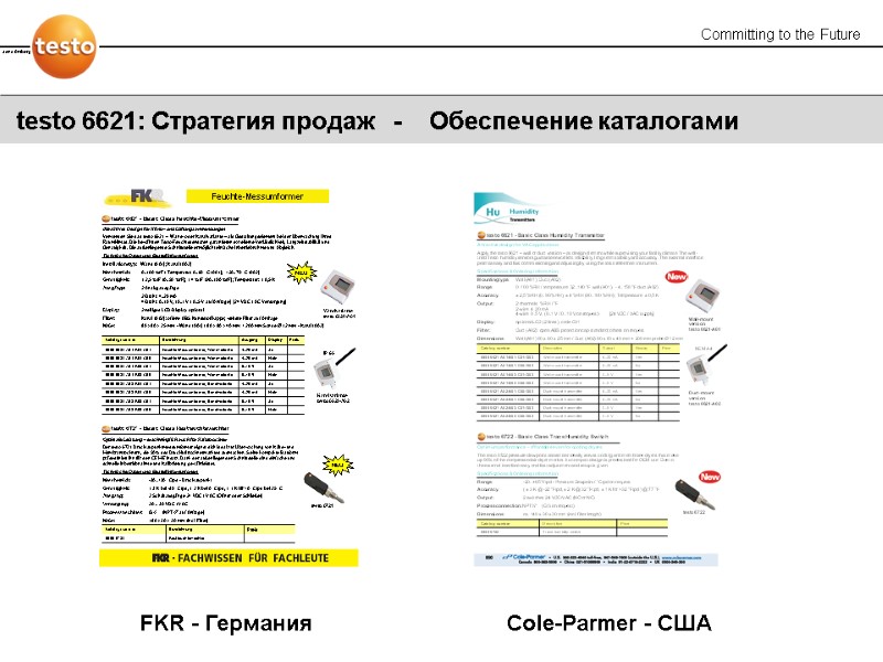 testo 6621: Стратегия продаж   -    Обеспечение каталогами FKR -